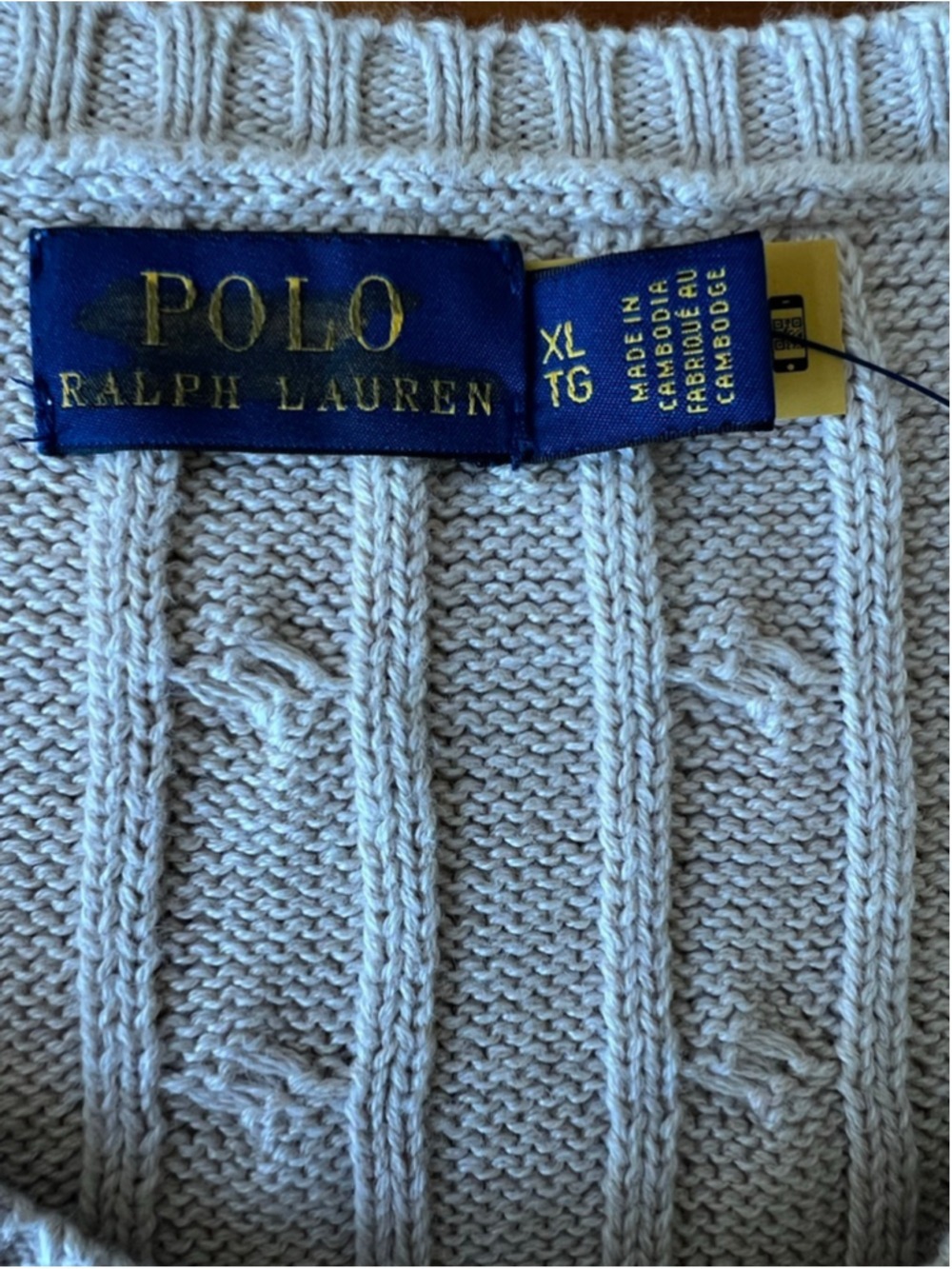 New Polo Ralph Lauren Beige Cable Knit Long Sleeve Dress XL - Picture 6 of 7